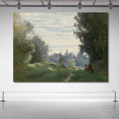 Raggi Del Mattino La Mucca Andando Ai Campi Jean-Baptiste-Camille Corot jbc210 quadro stampato su tela