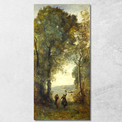 Ricordo Della Spiaggia Di Napoli Jean-Baptiste-Camille Corot jbc211 quadro stampato su tela