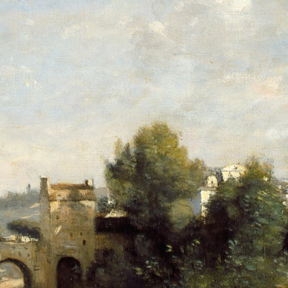 Senna E Ponte Vecchio A Limay Jean-Baptiste-Camille Corot jbc221 quadro stampato su tela