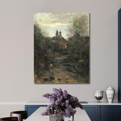 Semur Il Cammino Della Chiesa 2 Jean-Baptiste-Camille Corot jbc223 quadro stampato su tela