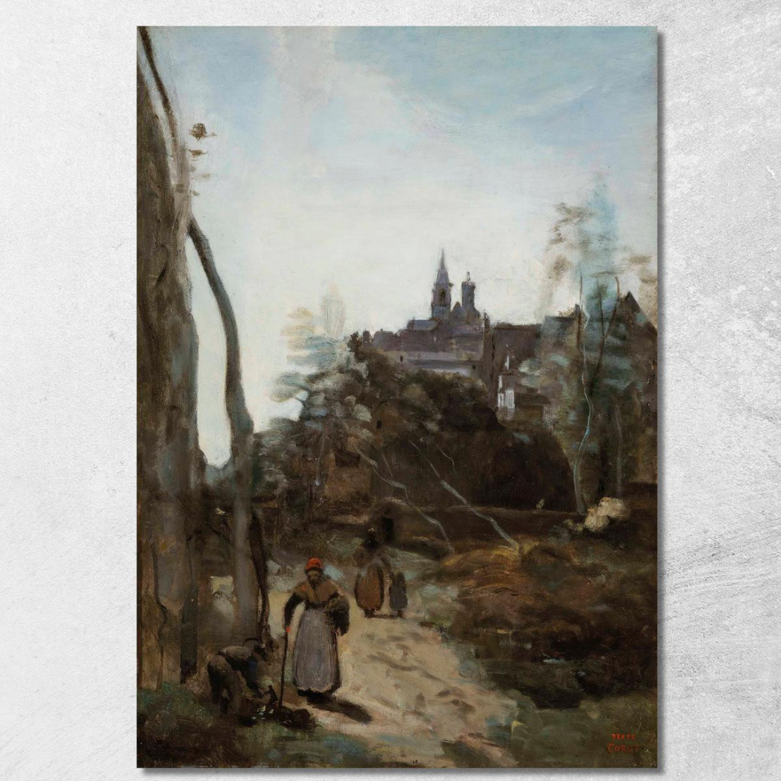 Semur Le Chemin D'Église Jean-Baptiste-Camille Corot jbc224 quadro stampato su tela