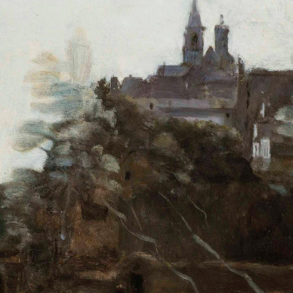 Semur Le Chemin D'Église Jean-Baptiste-Camille Corot jbc224 quadro stampato su tela