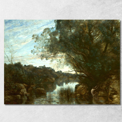 Ricordo Dei Dintorni Del Lago Di Nemi Jean-Baptiste-Camille Corot jbc234 quadro stampato su tela