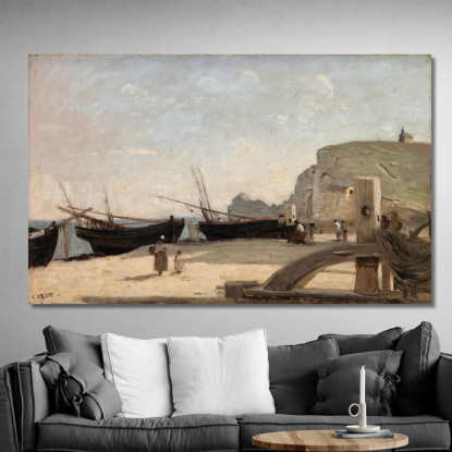 La Spiaggia Di Étretat Jean-Baptiste-Camille Corot jbc241 quadro stampato su tela