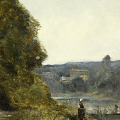 La Partenza Del Barcaiolo Jean-Baptiste-Camille Corot jbc246 quadro stampato su tela