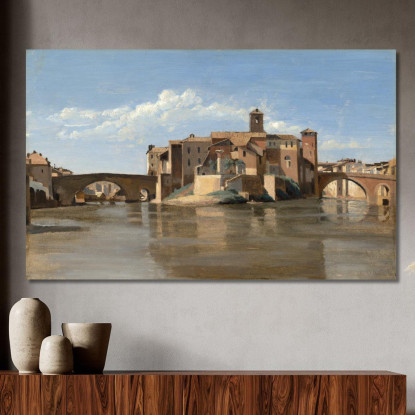 L'Isola E Il Ponte Di San Bartolomeo Jean-Baptiste-Camille Corot jbc254 quadro stampato su tela