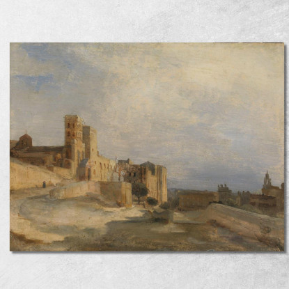 Il Castello Papale Di Avignone Jean-Baptiste-Camille Corot jbc258 quadro stampato su tela