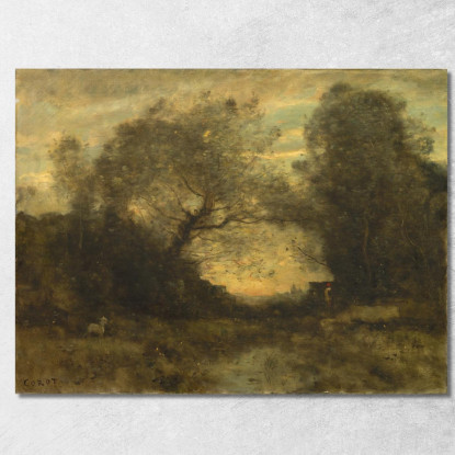 Lo Stagno All'Ingresso Del Bosco Jean-Baptiste-Camille Corot jbc260 quadro stampato su tela