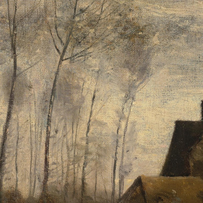 Un Angolo Di Fiume Con Casa E Pioppi Jean-Baptiste-Camille Corot jbc273 quadro stampato su tela