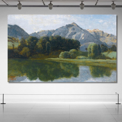 Un Lago Nell'Oberland Jean-Baptiste-Camille Corot jbc276 quadro stampato su tela