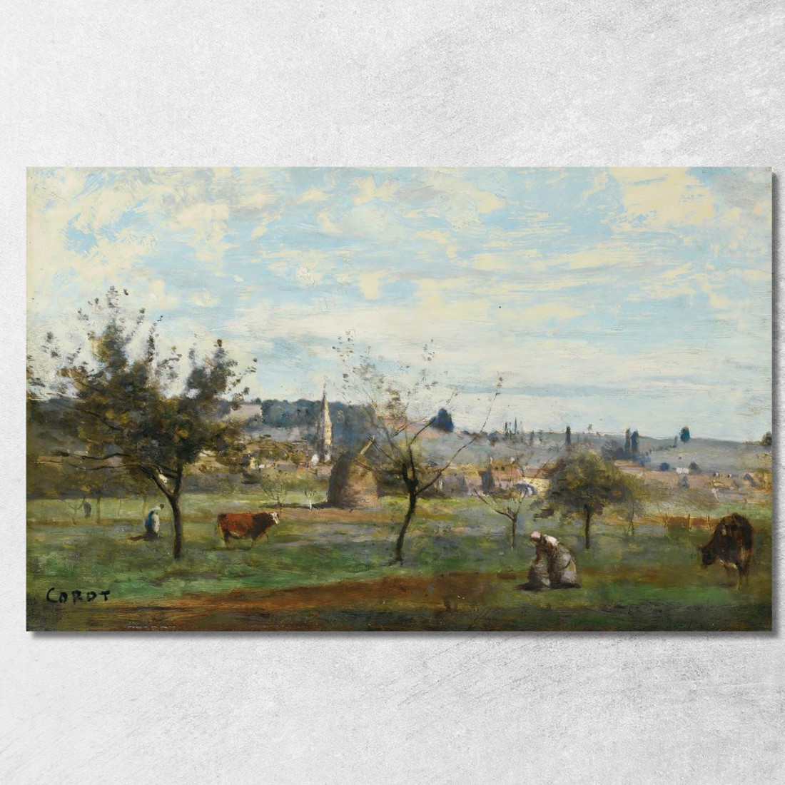 Un Villaggio Vicino A Mantes Jean-Baptiste-Camille Corot jbc281 quadro stampato su tela