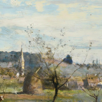 Un Villaggio Vicino A Mantes Jean-Baptiste-Camille Corot jbc281 quadro stampato su tela