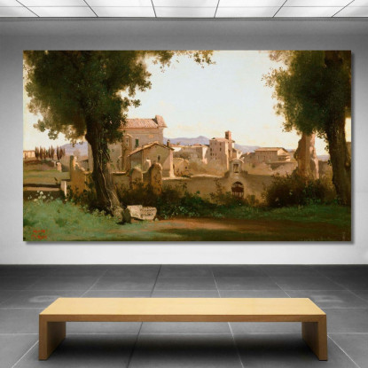 Vista Dagli Orti Farnese Roma Jean-Baptiste-Camille Corot jbc288 quadro stampato su tela