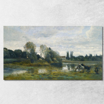 Città Di Avray L'Abbeveratoio Dei Cavalli Jean-Baptiste-Camille Corot jbc299 quadro stampato su tela