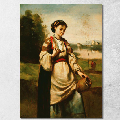 Donna Con La Brocca D'Acqua Jean-Baptiste-Camille Corot jbc309 quadro stampato su tela