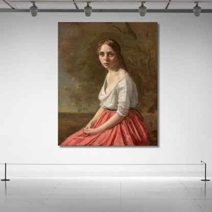 Giovane Donna Con Gonna Rosa Jean-Baptiste-Camille Corot jbc313 quadro stampato su tela