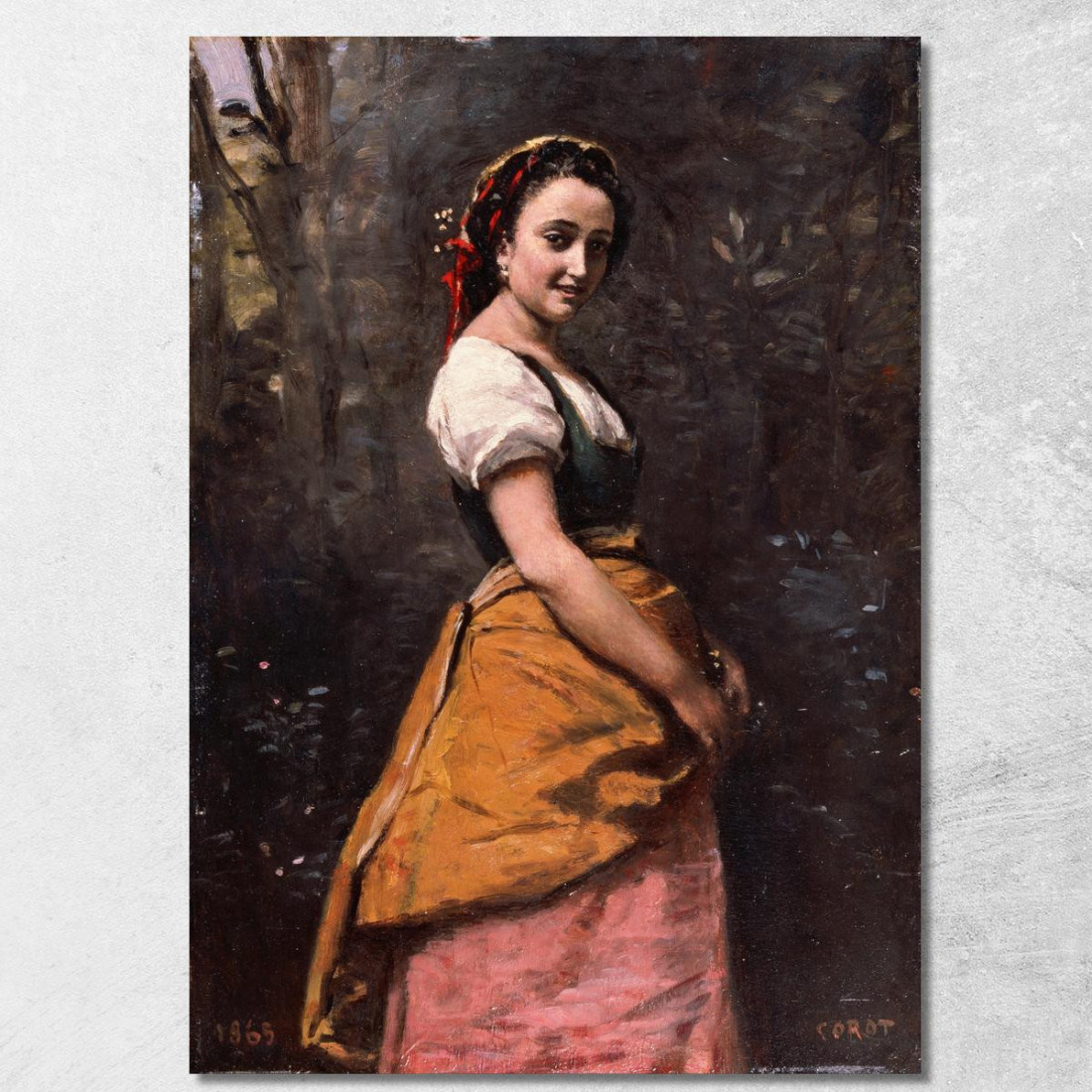 Giovane Donna Nel Bosco Jean-Baptiste-Camille Corot jbc314 quadro stampato su tela