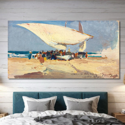 Il Ritorno Della Cattura. Valencia Beach Joaquín Sorolla jsr110 quadro stampato su tela