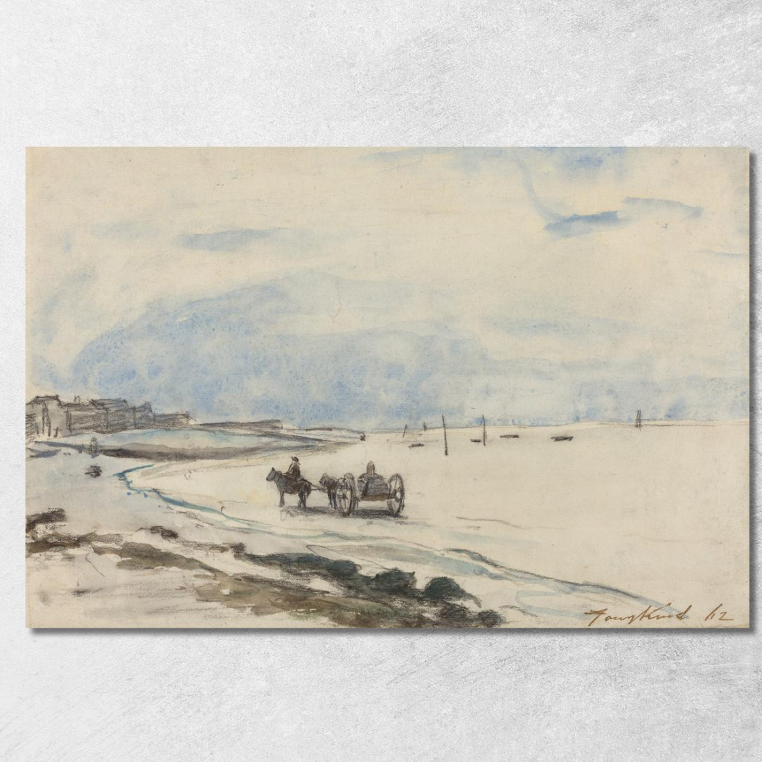 Carrello Sulla Spiaggia Di Etretat Johan Barthold Jongkind jbj12 quadro stampato su tela Carrello Sulla Spiaggia Di Etretat Johan Barthold Jongkind jbj12 quadro stampato su tela