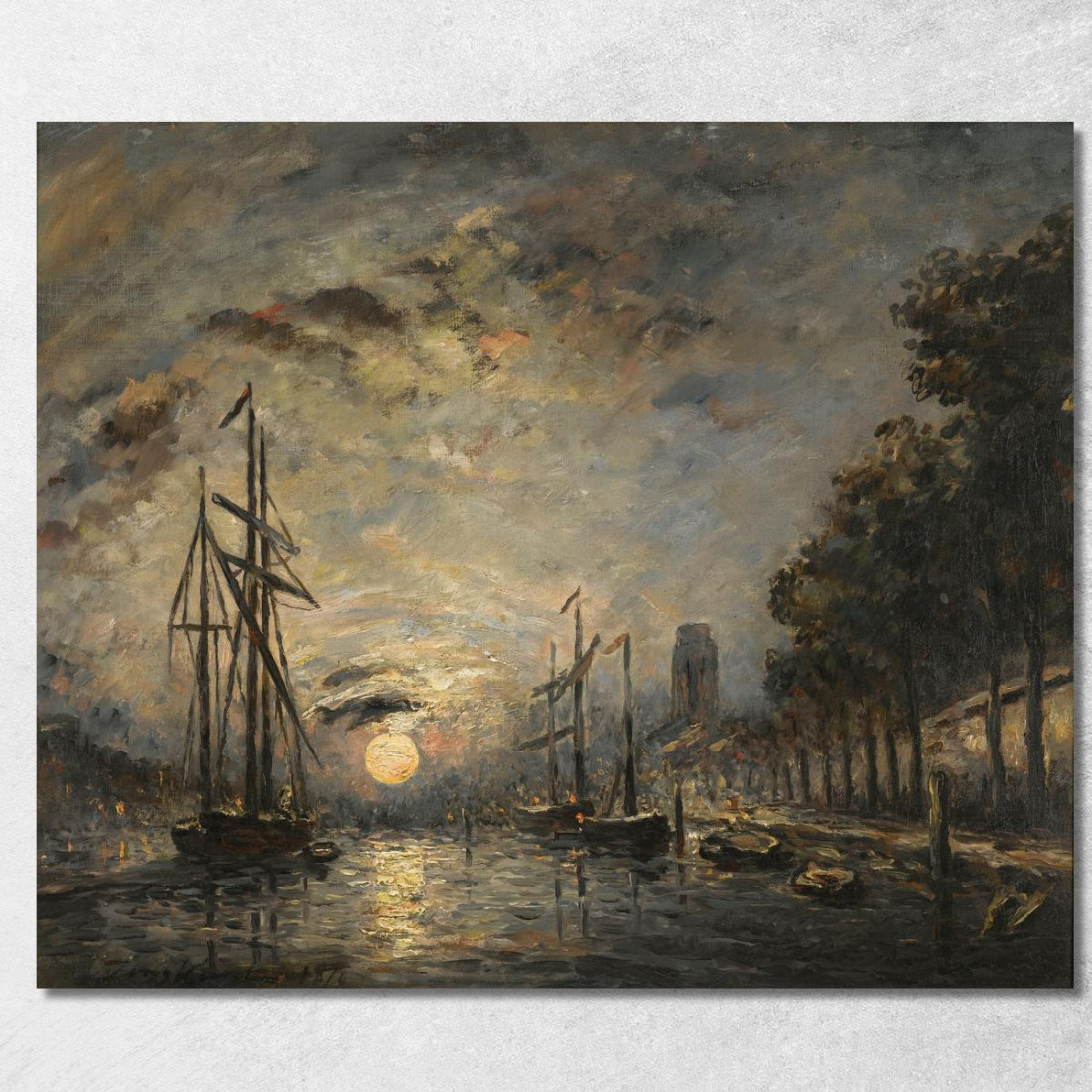 Chiaro Di Luna Su Un Canale Di Dordrecht Johan Barthold Jongkind jbj13 quadro stampato su tela