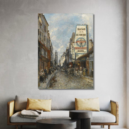 Rue Saint-Jacques Parigi Johan Barthold Jongkind jbj31 quadro stampato su tela