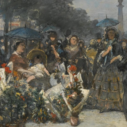 Il Mercato Dei Fiori Boulevard Richard Lenoir Parigi Johan Barthold Jongkind jbj38 quadro stampato su tela