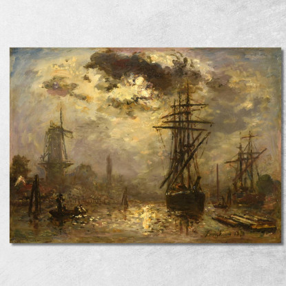 I Mulini A Vento Di Rotterdam Johan Barthold Jongkind jbj43 quadro stampato su tela