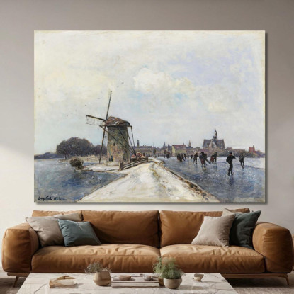 Pattinatori A Maassluis Johan Barthold Jongkind jbj54 quadro stampato su tela