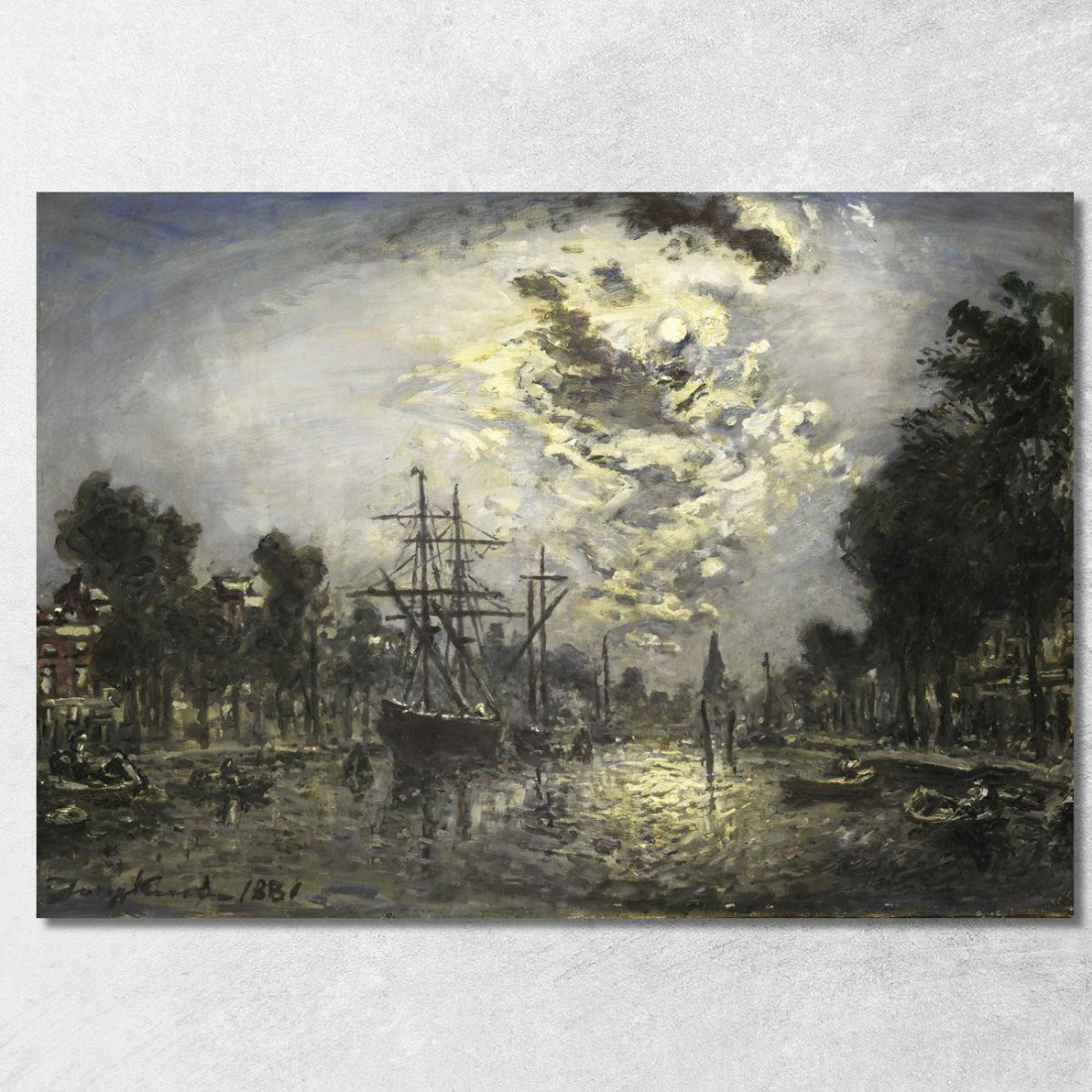 Rotterdam Al Chiaro Di Luna Johan Barthold Jongkind jbj58 quadro stampato su tela