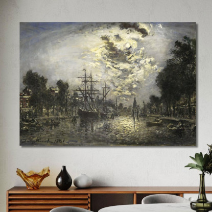 Rotterdam Al Chiaro Di Luna Johan Barthold Jongkind jbj58 quadro stampato su tela