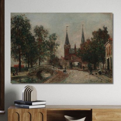 Scena A Delft Johan Barthold Jongkind jbj64 quadro stampato su tela