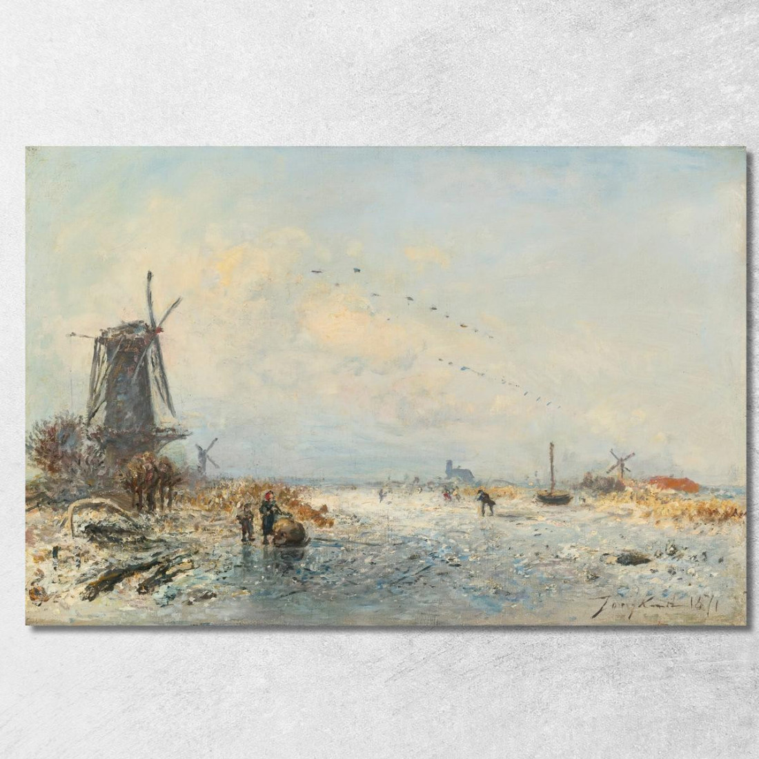 Scena Invernale In Olanda Johan Barthold Jongkind jbj65 quadro stampato su tela