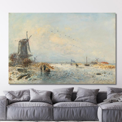 Scena Invernale In Olanda Johan Barthold Jongkind jbj65 quadro stampato su tela