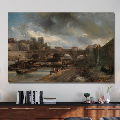 Il Pont Neuf Johan Barthold Jongkind jbj67 quadro stampato su tela