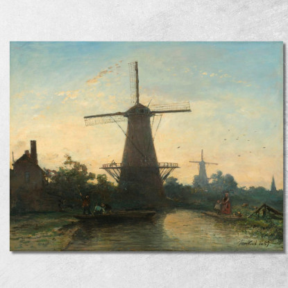 Mulini A Vento Vicino A Rotterdam Johan Barthold Jongkind jbj79 quadro stampato su tela