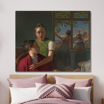 Quattro Ragazze In Una Stanza Johann Peter Krafft jpk51 quadro stampato su tela