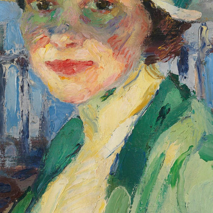 Ritratto Di Una Signora Sotto L'Ombrello Verde Frieda Blell Leo Putz lpz40 quadro stampato su tela