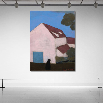 Facciata Di Fattoria Rosa Silhouette Di Donna Léon Spilliaert lsp44 quadro stampato su tela