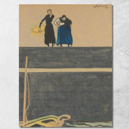 Le Mogli Dei Pescatori Sulla Banchina Léon Spilliaert lsp112 quadro stampato su tela