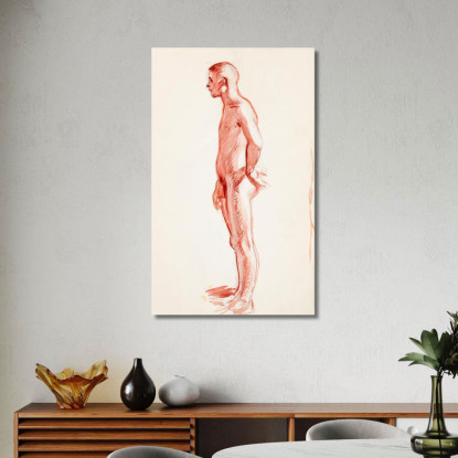 Schizzo Laterale Di Un Uomo Nudo In Piedi Magnus Enckell mek67 quadro stampato su tela