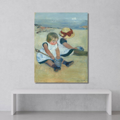 Bambini Che Giocano Sulla Spiaggia Mary Cassatt mcs13 quadro stampato su tela