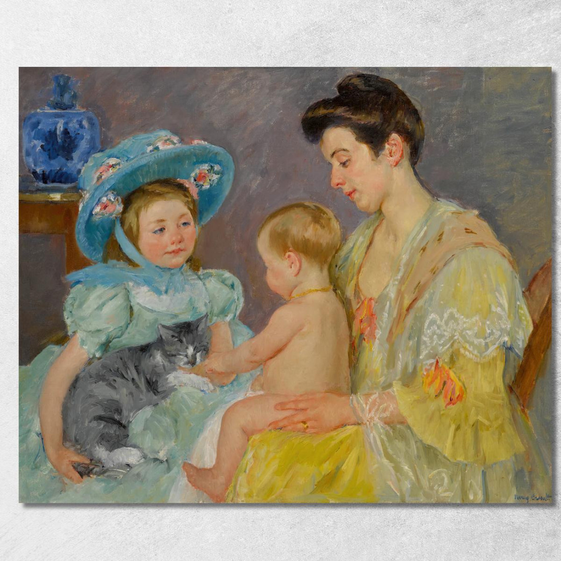 Bambini Che Giocano Con Un Gatto Mary Cassatt mcs14 quadro stampato su tela Bambini Che Giocano Con Un Gatto Mary Cassatt mcs14 quadro stampato su tela