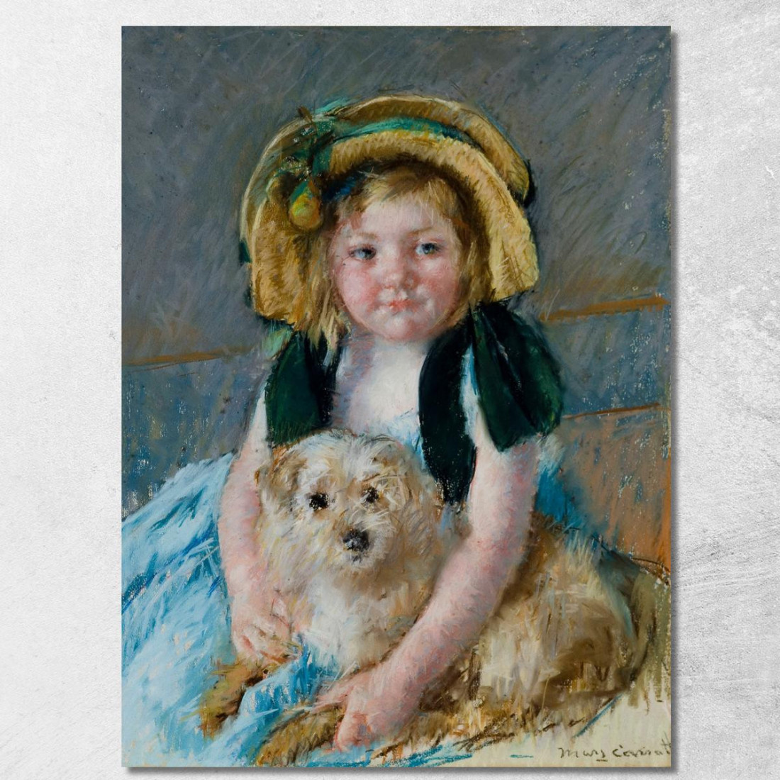 Sara Con Il Suo Cane Mary Cassatt mcs42 quadro stampato su tela Sara Con Il Suo Cane Mary Cassatt mcs42 quadro stampato su tela