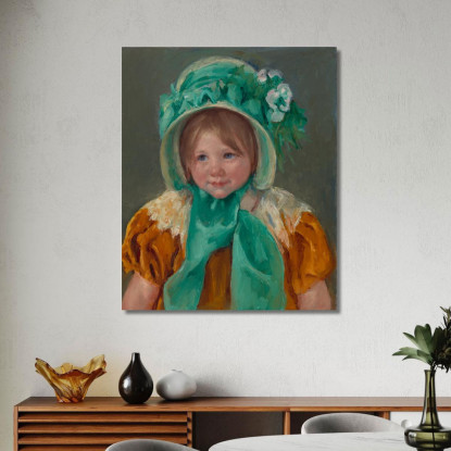 Sara Con Un Berretto Verde Mary Cassatt mcs43 quadro stampato su tela