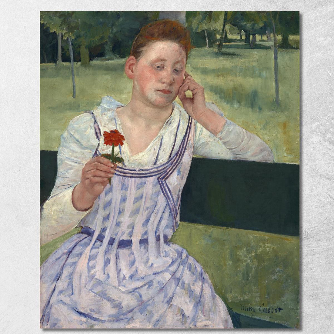 Donna Con Una Zinnia Rossa Mary Cassatt mcs65 quadro stampato su tela Donna Con Una Zinnia Rossa Mary Cassatt mcs65 quadro stampato su tela