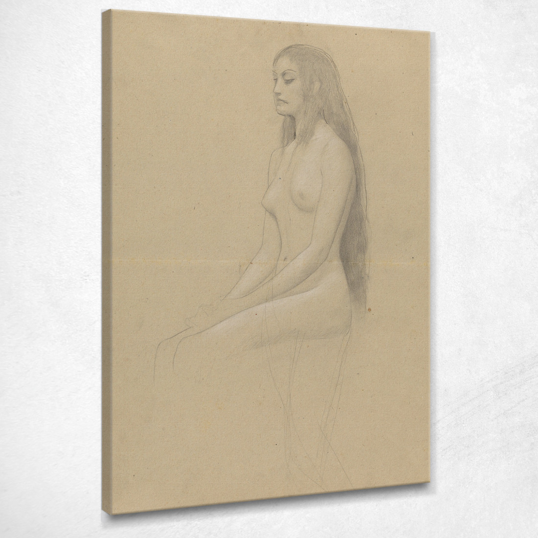 Nudo Femminile Seduto Con Lunghi Capelli Aperti A Sinistra Gustav Klimt kg135 quadro stampato su tela Nudo Femminile Seduto Con Lunghi Capelli Aperti A Sinistra Gustav Klimt kg135 quadro stampato su tela