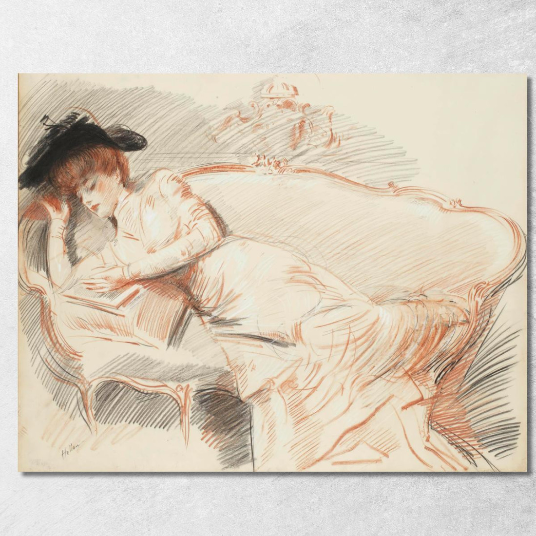 Donna Elegante Che Legge Sul Divano Paul César Helleu pch5 quadro stampato su tela