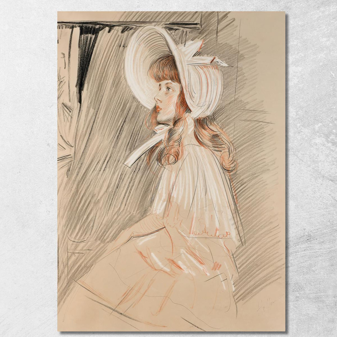 Bambina Che Osserva In Su Paul César Helleu pch8 quadro stampato su tela Bambina Che Osserva In Su Paul César Helleu pch8 quadro stampato su tela