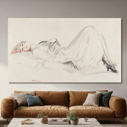 Giovane Donna Sdraiata Paul César Helleu pch12 quadro stampato su tela