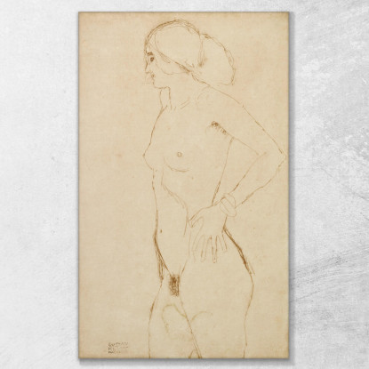 Ragazza Nuda In Piedi Rivolta A Sinistra Gustav Klimt kg136 quadro stampato su tela